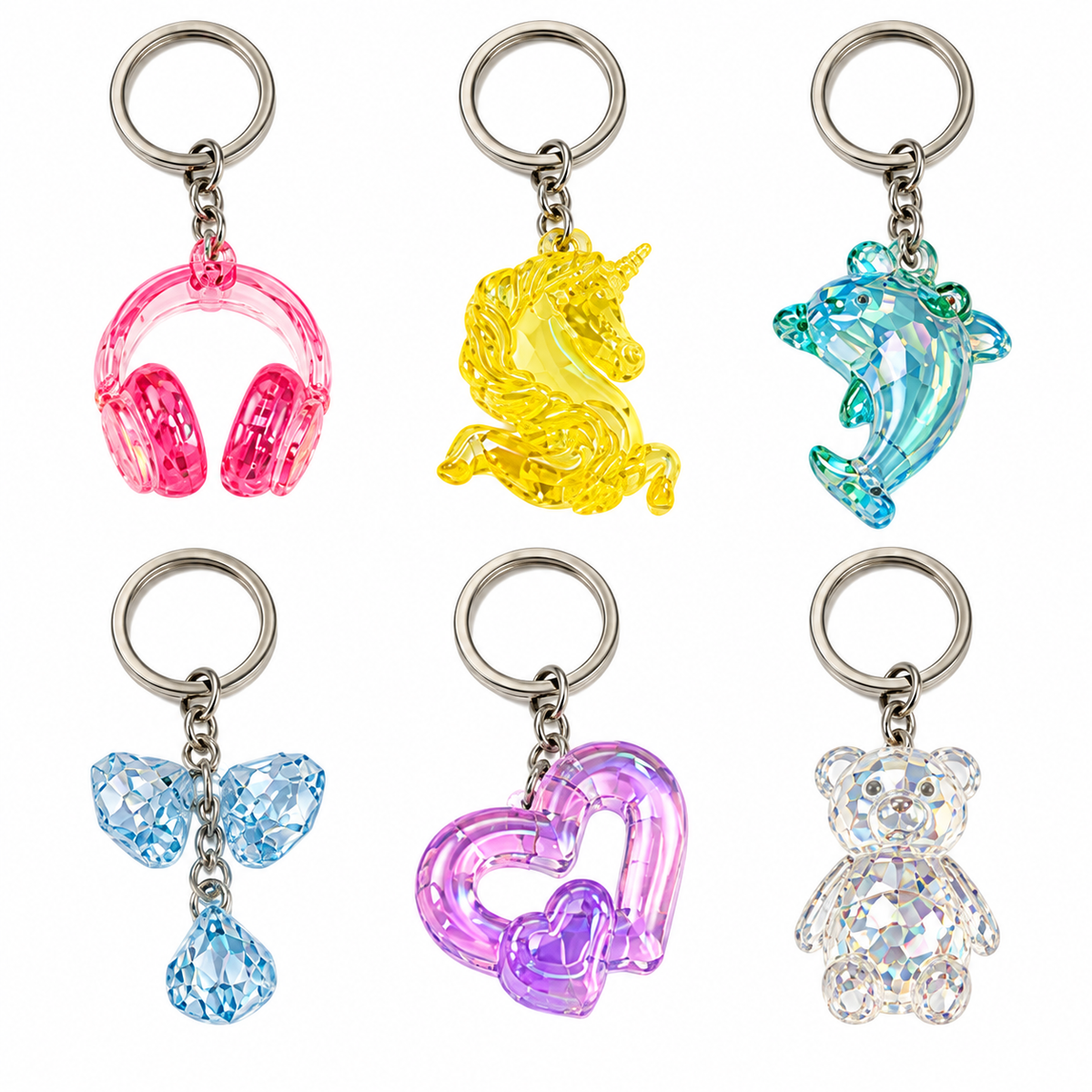 Portachiavi Acrilic Crystal Assortiti – immagine principale su sfondo bianco