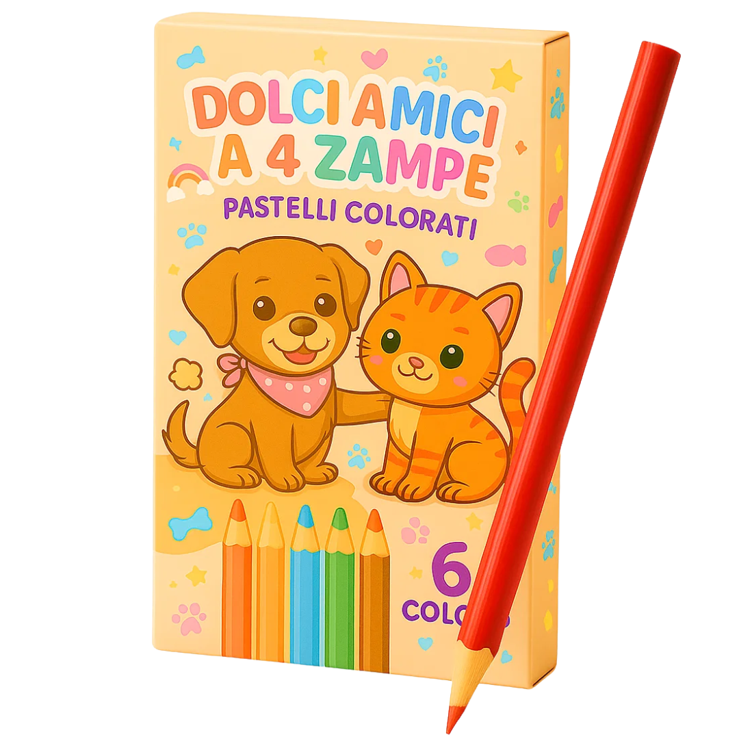 BOX 6 PASTELLI CUCCIOLI 4 ZAMPE 5X10 CM