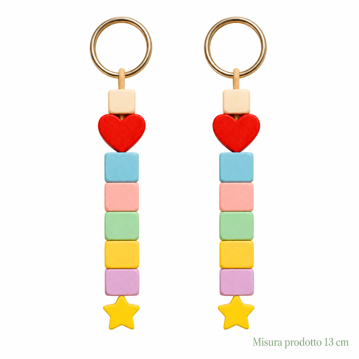 Portachiavi in Legno Pastel Rainbow 13 cm – Sorprese per Uova di Pasqua – immagine principale su sfondo bianco