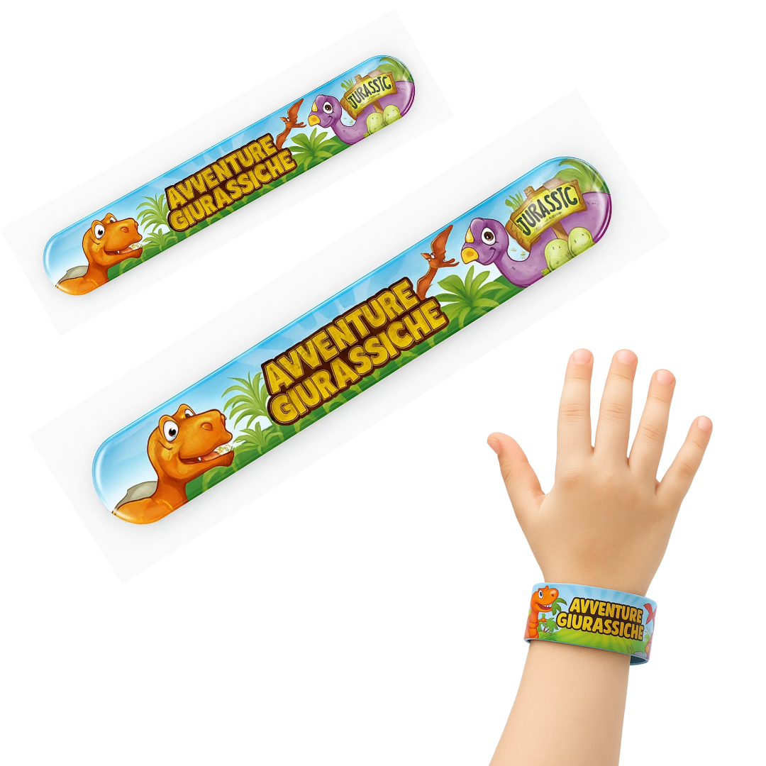 BRACCIALETTO SLAP DINOSAURI 22.5X3CM