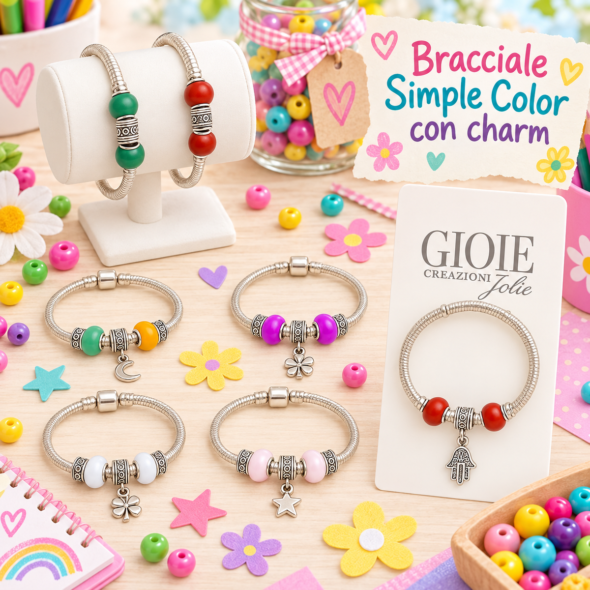 Bracciale Simple Color con Charm 10 cm – Sorprese per Uova di Pasqua – immagine ambientata