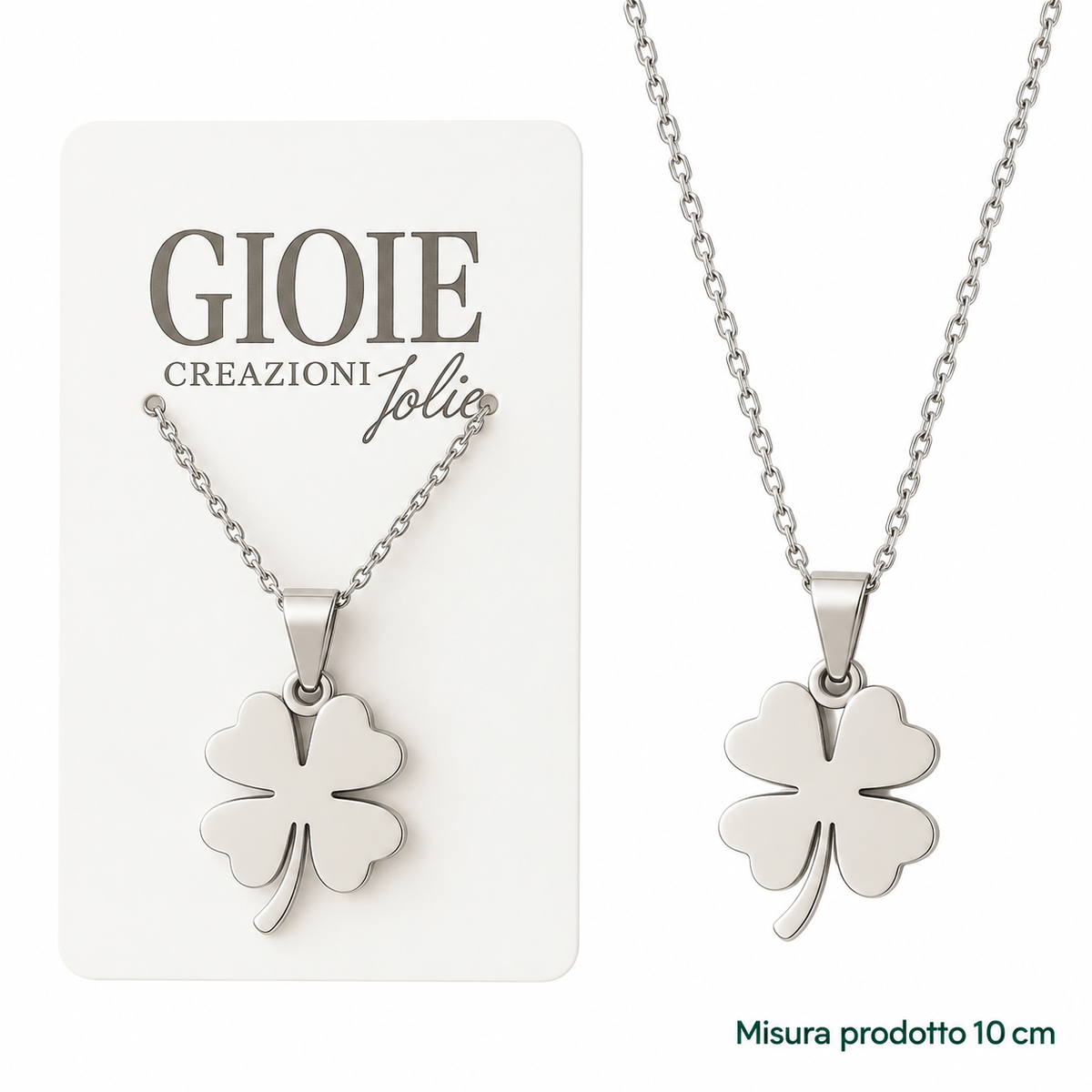 Collana Quadrifoglio 10 cm – Sorprese Bijouteria Fortuna – immagine principale su sfondo bianco