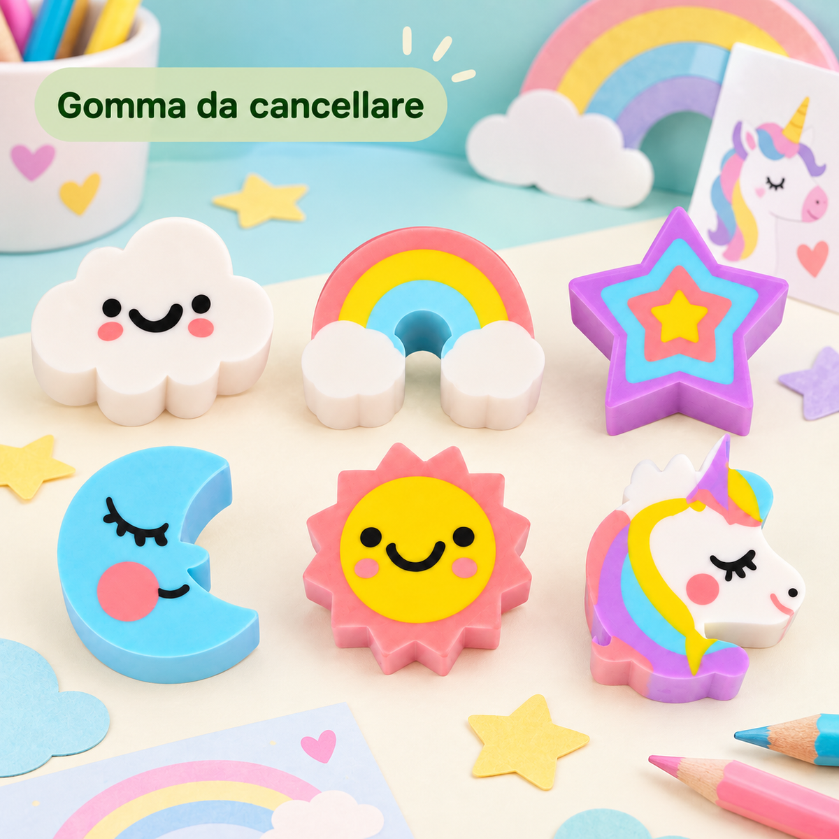 Gomma Topper Mondo Unicorno – immagine ambientata
