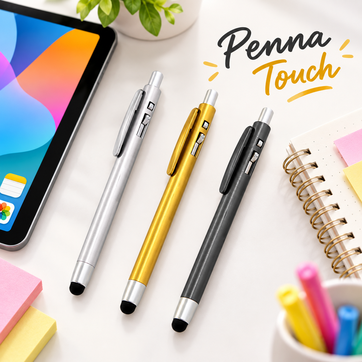 Penna Touch 10 cm (Nera/Oro/Argento) – Sorprese per Uova di Pasqua – immagine ambientata