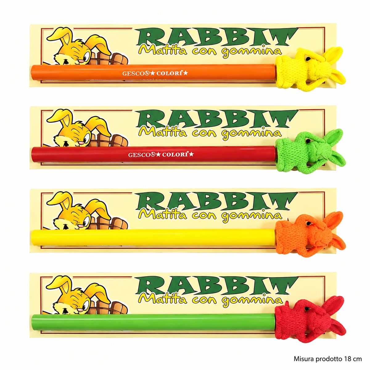 Matita con Gomma Coniglietto Assortita – Sorprese per Uova di Pasqua – immagine principale su sfondo bianco