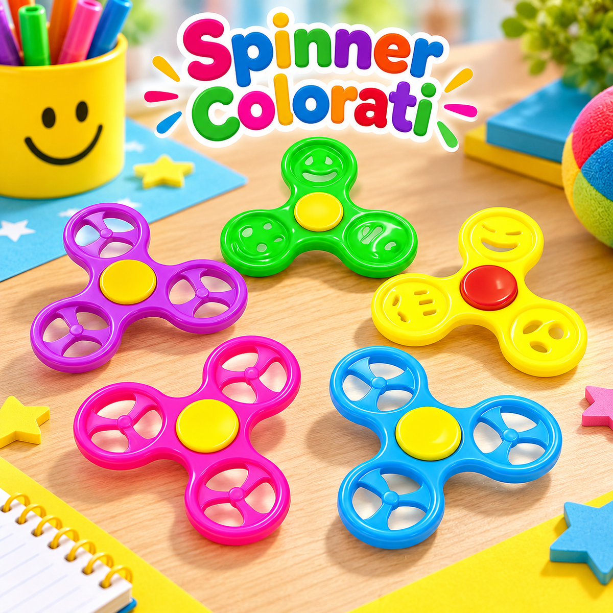 Spinner Colorati 7 cm – Sorprese per Uova di Pasqua – immagine ambientata