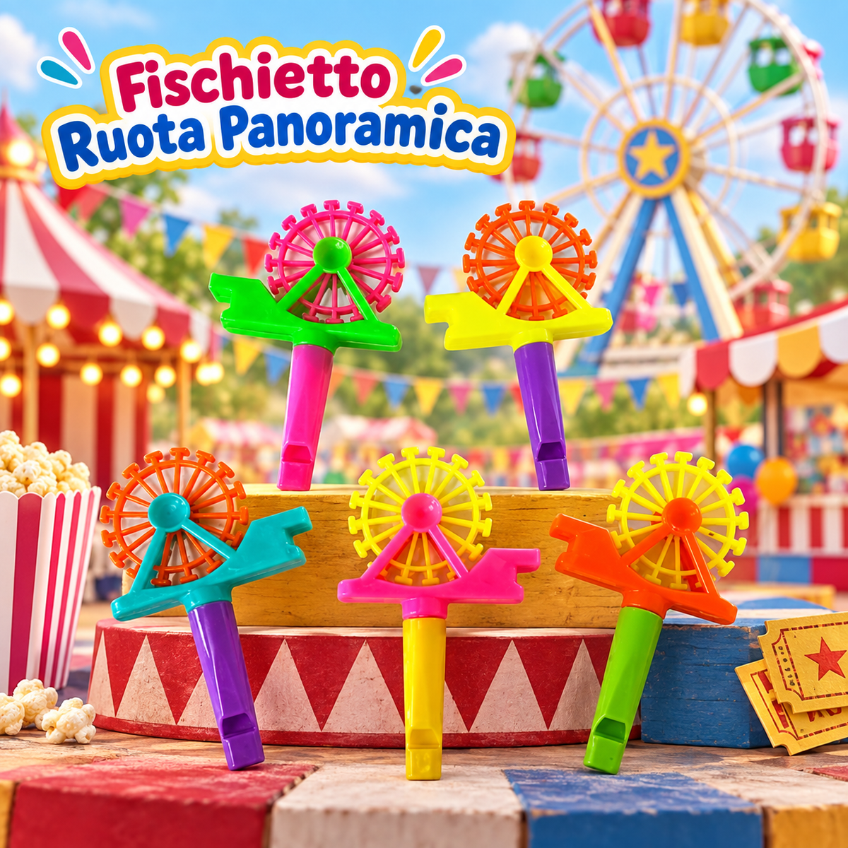 Fischietto Ruota Panoramica 11×7 cm – Sorprese per Uova di Pasqua – immagine ambientata