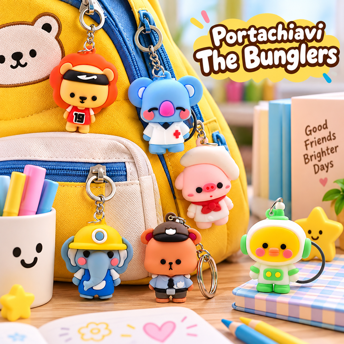 Portachiavi Silicone The Bunglers 6×6 cm – Sorprese per Uova di Pasqua – immagine ambientata