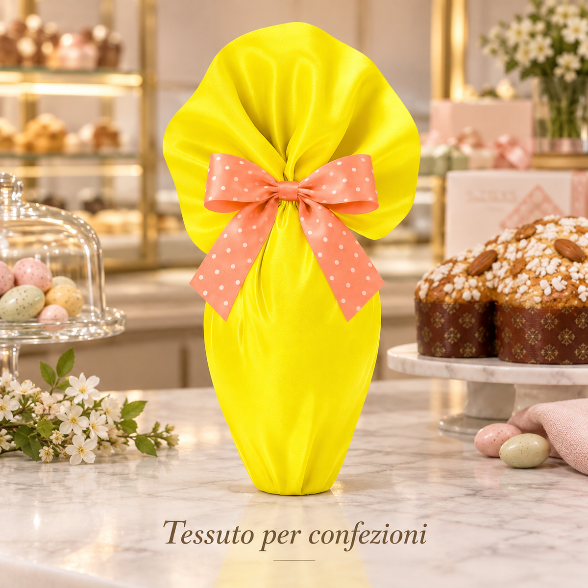 TESSUTO SATINATO GIALLO D.100 – immagine ambientata
