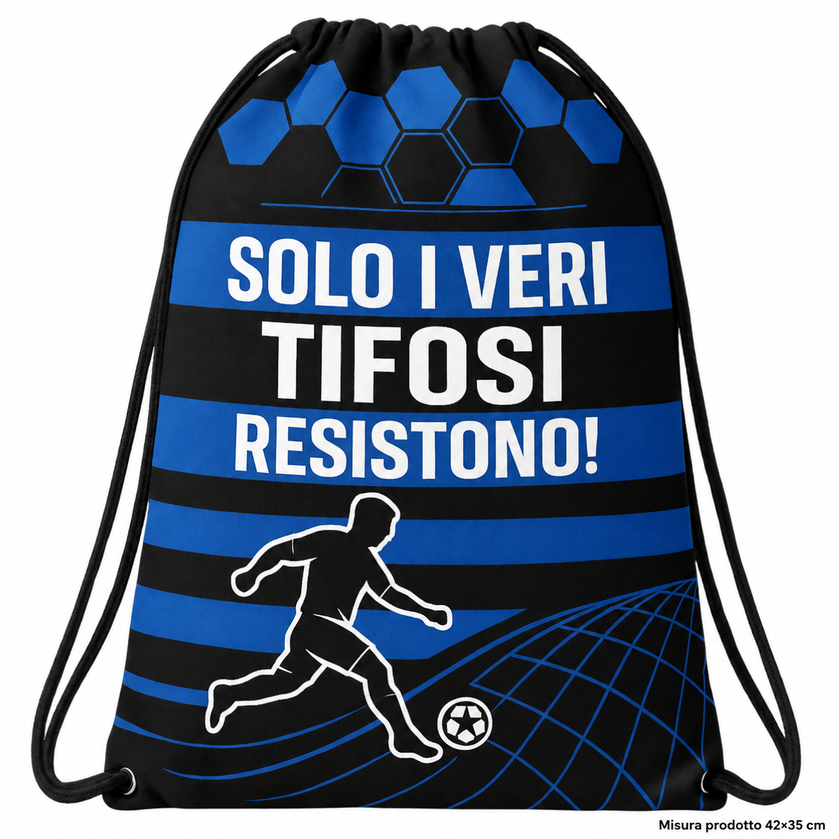 SACCA TEMPO LIBERO NERO AZZURRO 42X35 – immagine principale su sfondo bianco