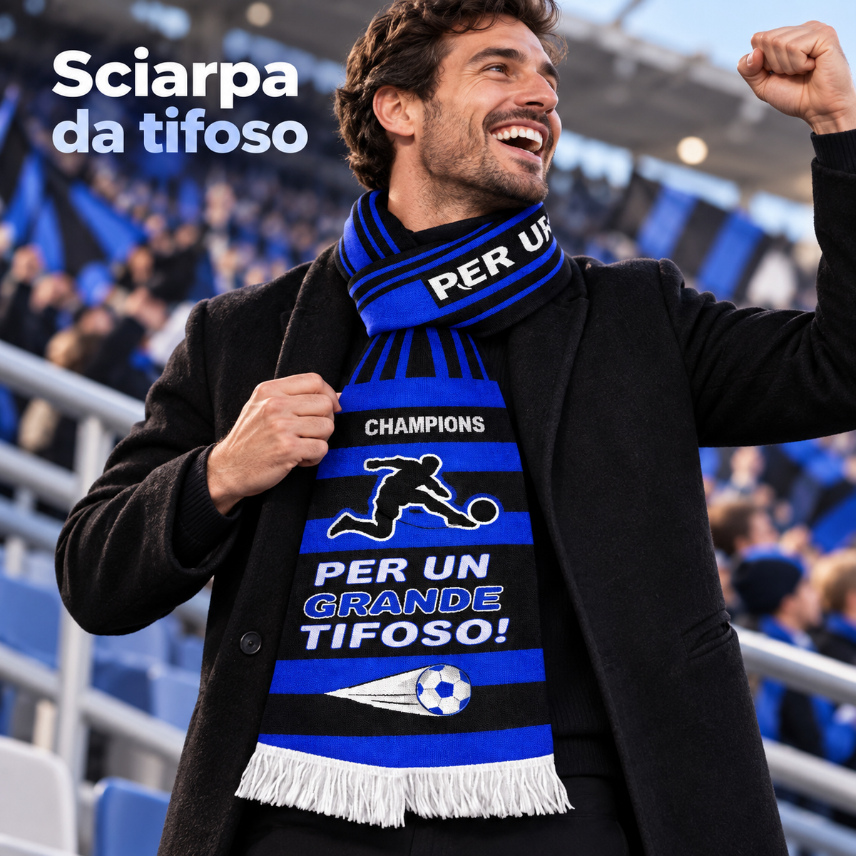 SCIARPA POLY TIFOSO NERO BLU 18X130 – immagine ambientata