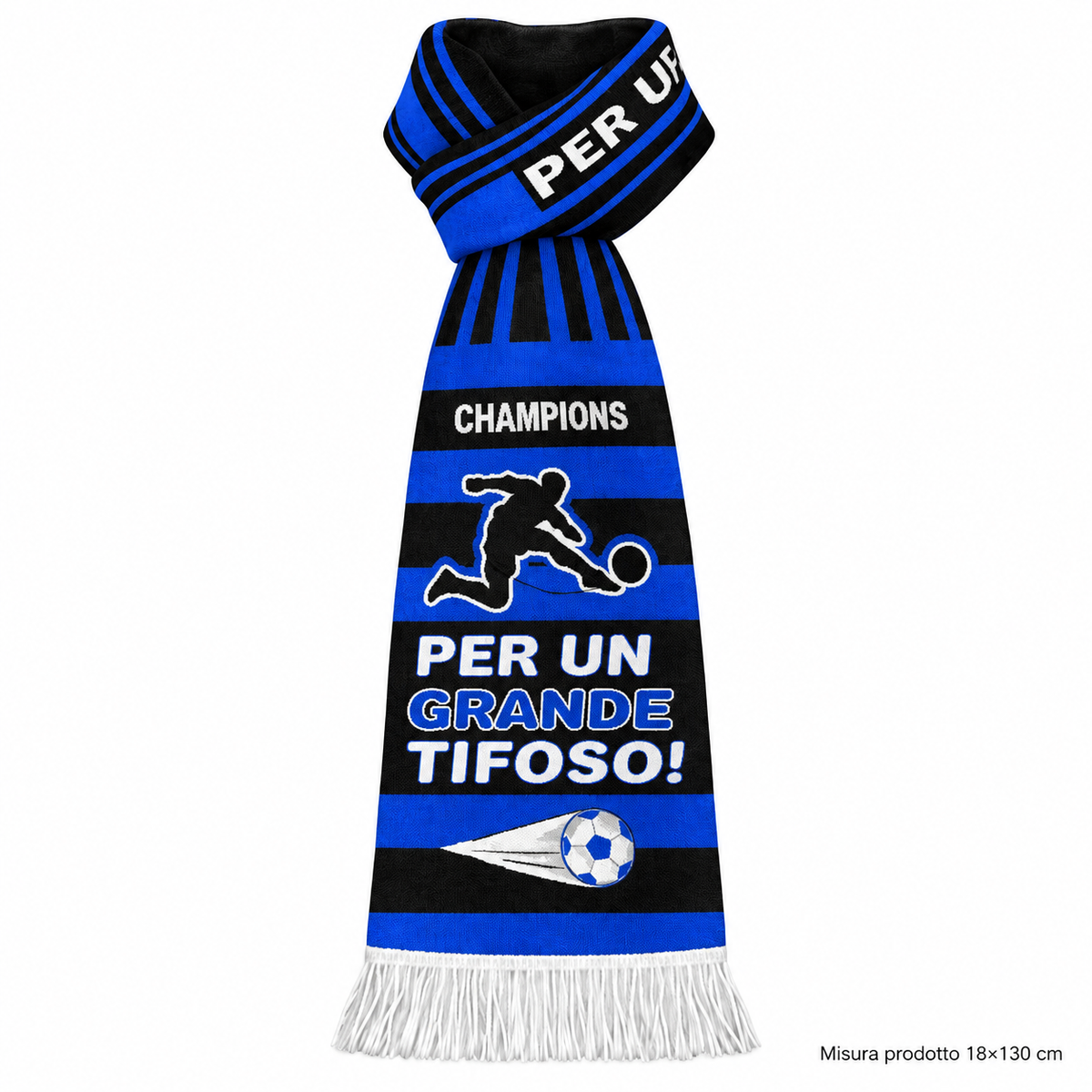 SCIARPA POLY TIFOSO NERO BLU 18X130 – immagine principale su sfondo bianco