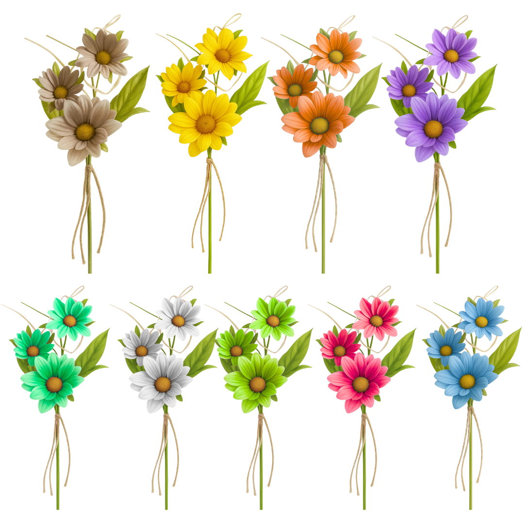 PICK STELO 3 FIORI 9 COLORI CM 25