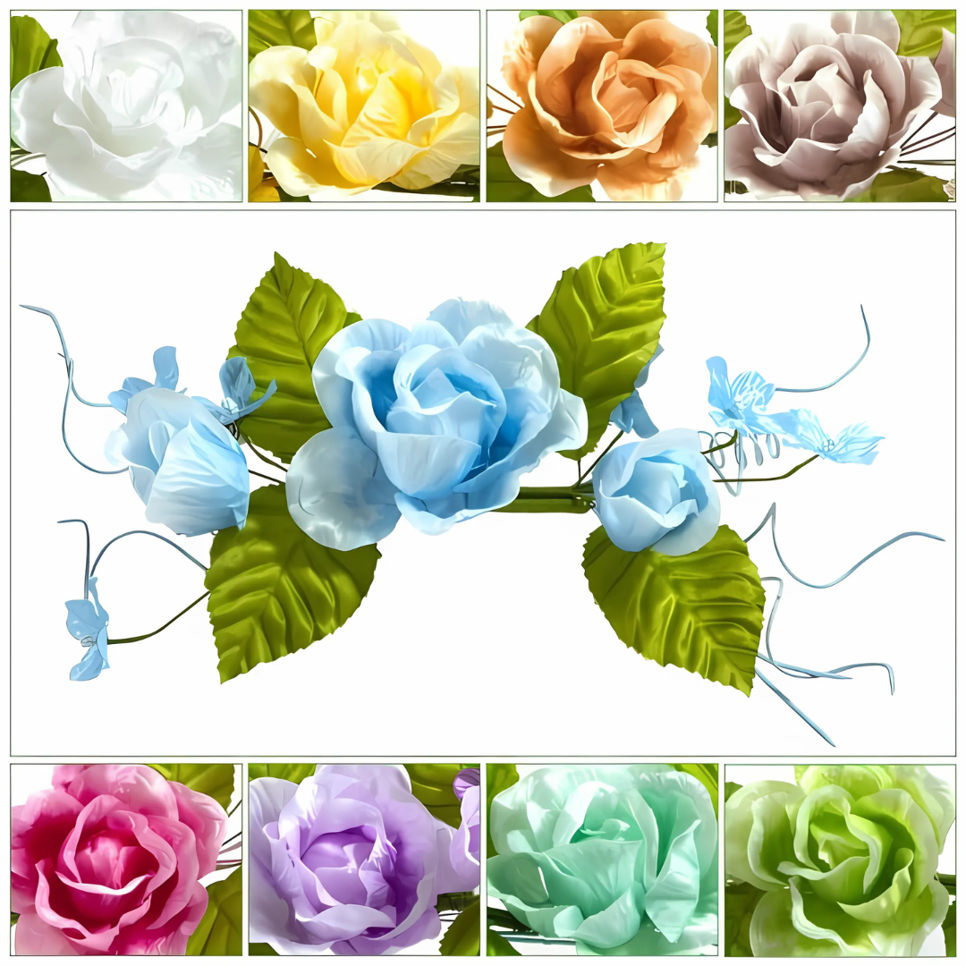 TRALCIO 3 ROSE SATIN 9 COLORI CM 30