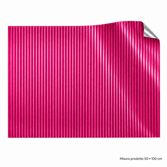 ALLUMINIO PLISSETTATO FUCSIA 50X100 – foto prodotto su sfondo bianco, colore Fucsia, misura 50x100 cm