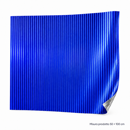 ALLUMINIO PLISSETTATO BLU 50X100 – foto prodotto su sfondo bianco, colore Blu, misura 50x100 cm