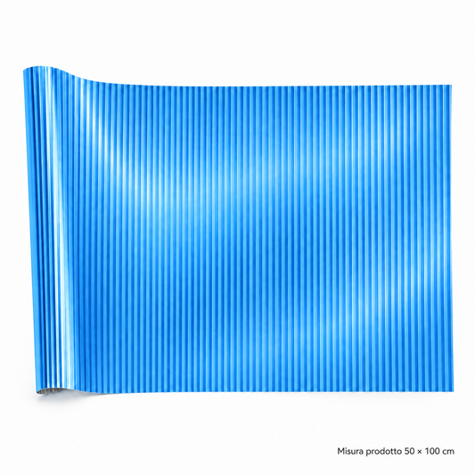 ALLUMINIO PLISSETTATO AZZURRO 50X100 – foto prodotto su sfondo bianco, colore Azzurro, misura 50x100 cm