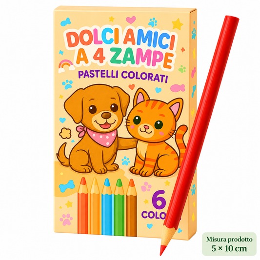 Box 6 Pastelli Cuccioli 4 Zampe 5×10 cm – Sorprese per Uova di Pasqua – immagine principale su sfondo bianco