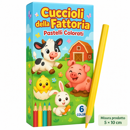 Box 6 Pastelli Cuccioli della Fattoria 5×10 cm – Sorprese per Uova di Pasqua – immagine principale su sfondo bianco