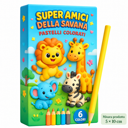 Box 6 Pastelli Savana Super Cuccioli 5×10 cm – Sorprese per Uova di Pasqua – immagine principale su sfondo bianco
