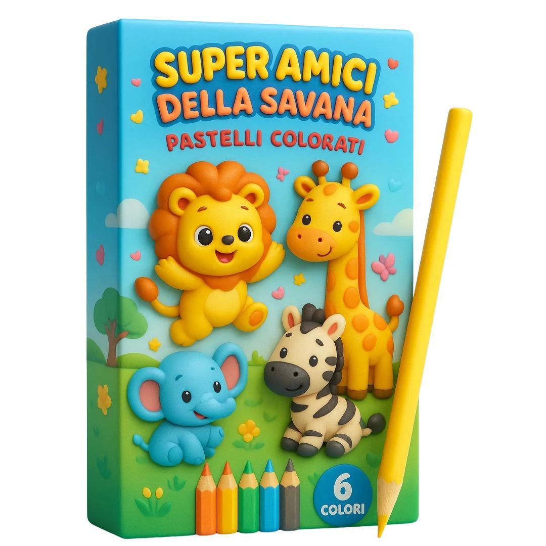 BOX 6 PASTELLI SAVANA SUPER CUCCIOLI 5X10 CM