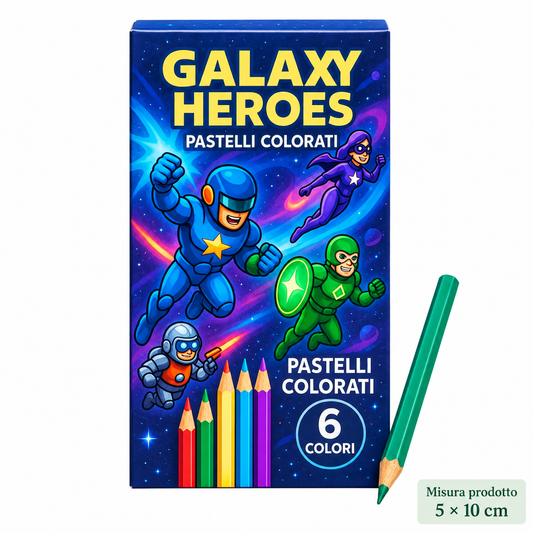 Box 6 Pastelli Galaxy Heroes 5×10 cm – Sorprese per Uova di Pasqua – immagine principale su sfondo bianco