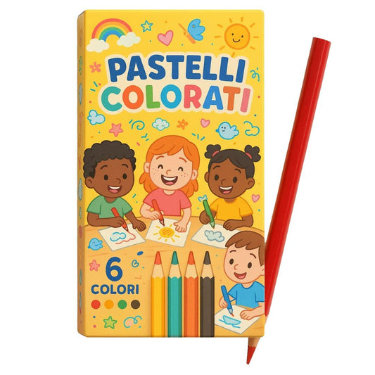 BOX 6 PASTELLI COLORATI BIMBI 5X10 CM