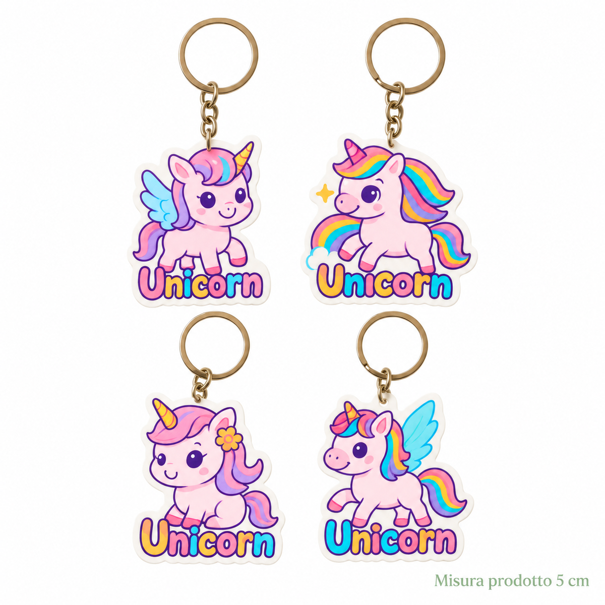 Portachiavi in Legno Unicorno 5 cm – Sorprese per Uova di Pasqua – immagine principale su sfondo bianco