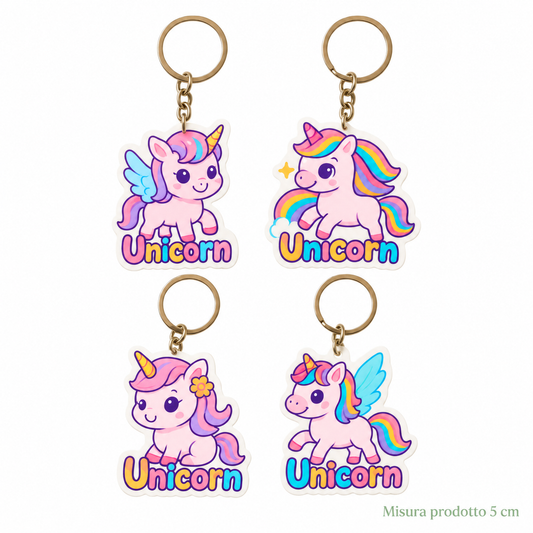 Portachiavi in Legno Unicorno 5 cm – Sorprese per Uova di Pasqua – immagine principale su sfondo bianco