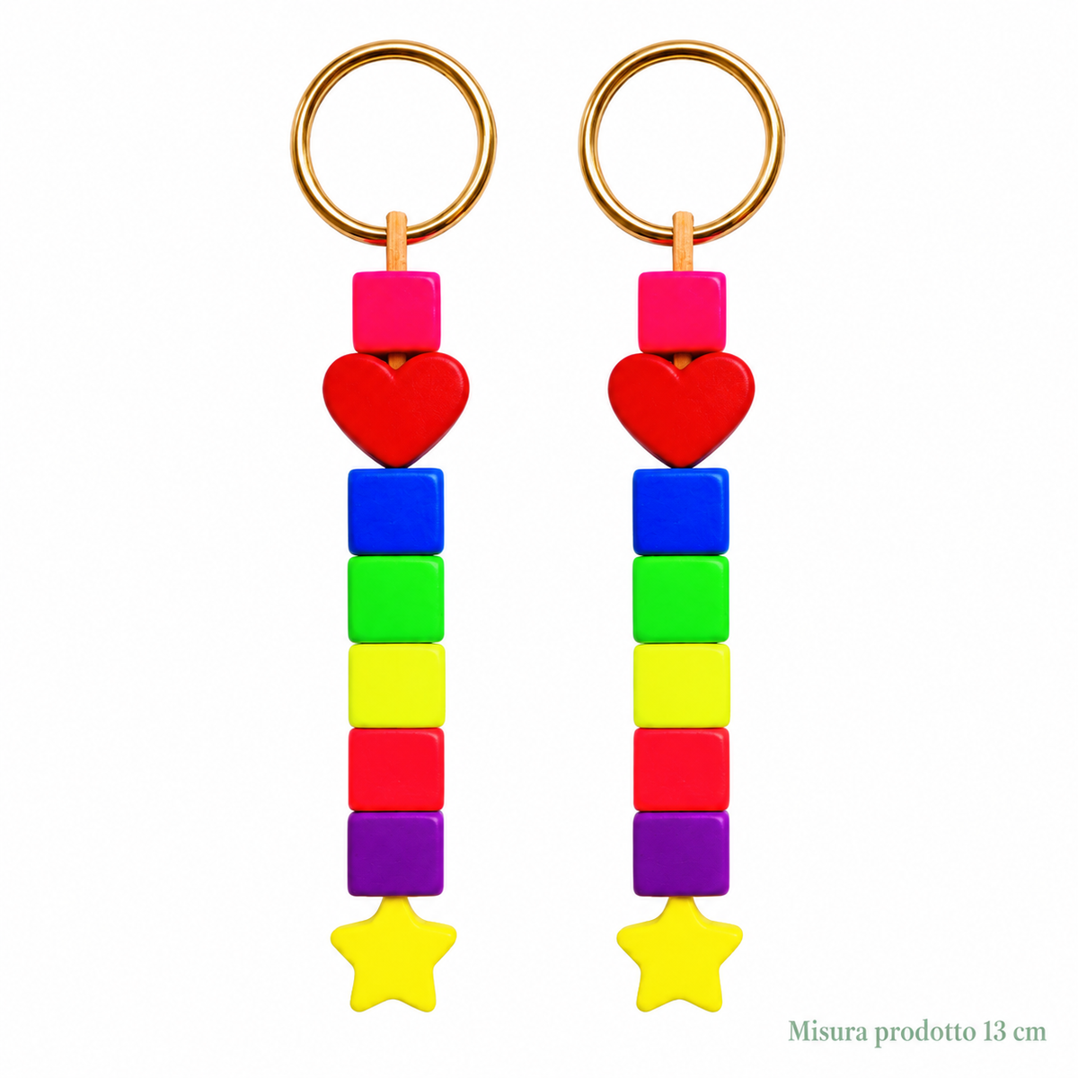 Portachiavi in Legno Neon Rainbow 13 cm – Sorprese per Uova di Pasqua – immagine principale su sfondo bianco