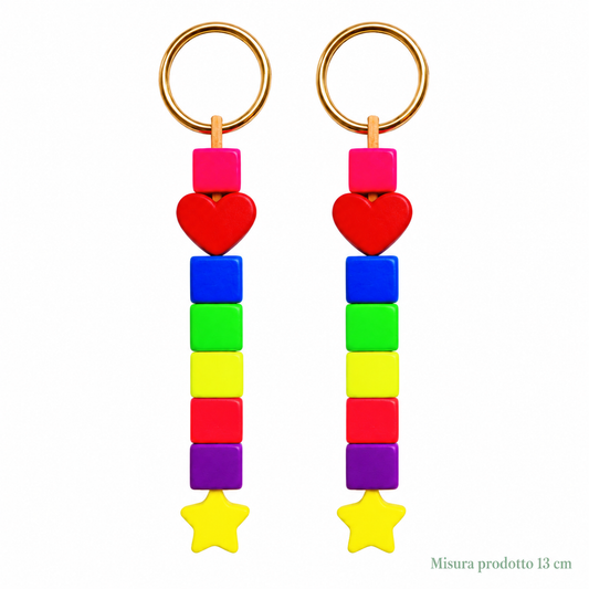 Portachiavi in Legno Neon Rainbow 13 cm – Sorprese per Uova di Pasqua – immagine principale su sfondo bianco