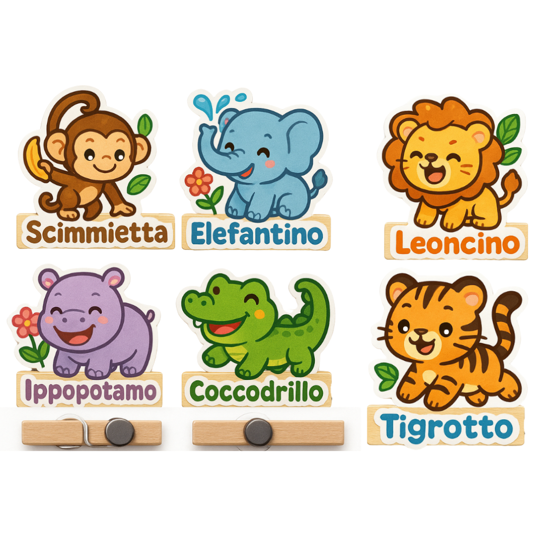 CLIP LEGNO MAGNETICA ANIMALI 6CM