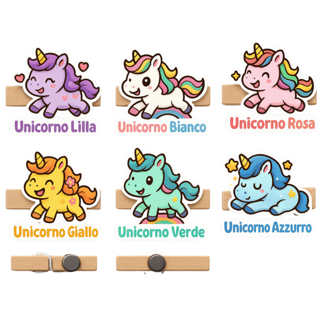 CLIP LEGNO MAGNETICA UNICORNI 6CM