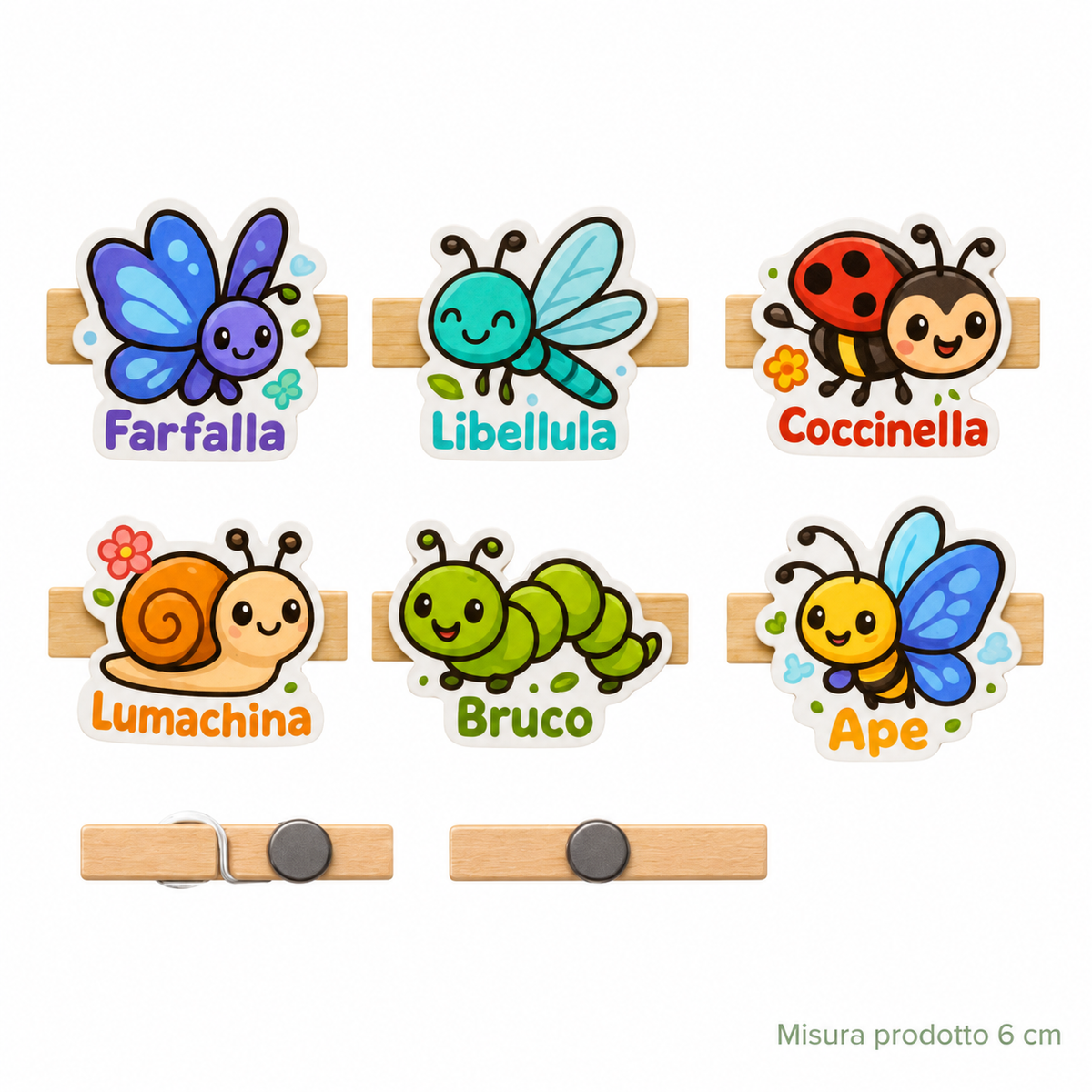 Clip in Legno Magnetica Love Bugs 6 cm – Sorprese per Uova di Pasqua – immagine principale su sfondo bianco