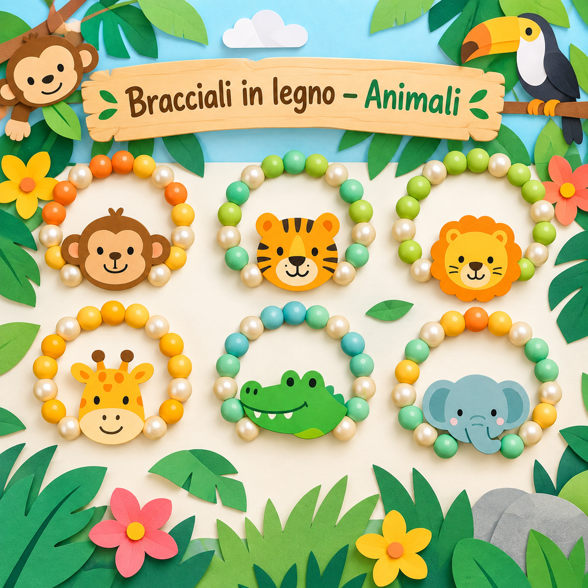Bracciale in Legno Animali 6 cm– Sorprese per Uova di Pasqua – immagine ambientata