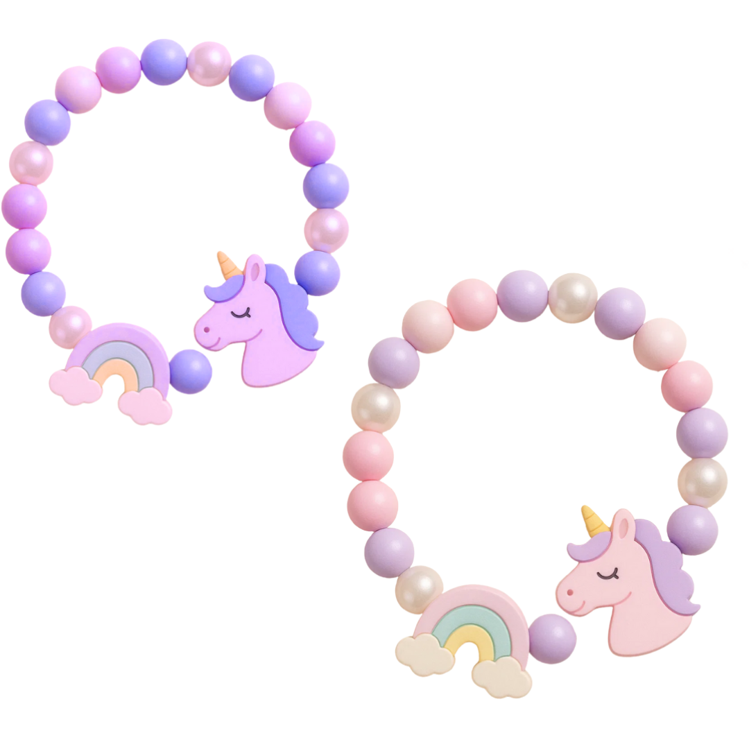 BRACCIALE LEGNO UNICORNO 2 CHARM 6CM