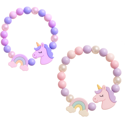 BRACCIALE LEGNO UNICORNO 2 CHARM 6CM