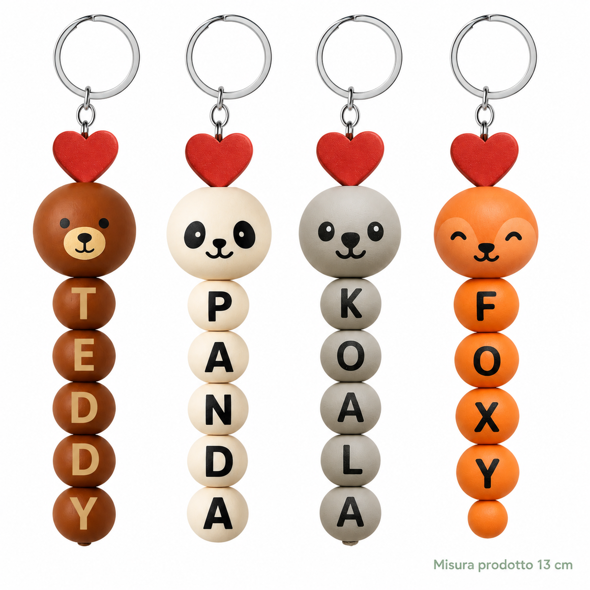 Portachiavi in Legno Woody Friends 13 cm – Sorprese per Uova di Pasqua – immagine principale su sfondo bianco