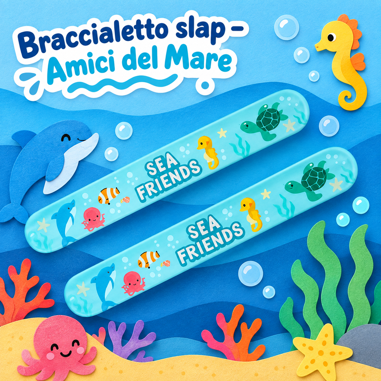 Braccialetto Slap Amici del Mare – Sorprese per Uova di Pasqua – immagine ambientata