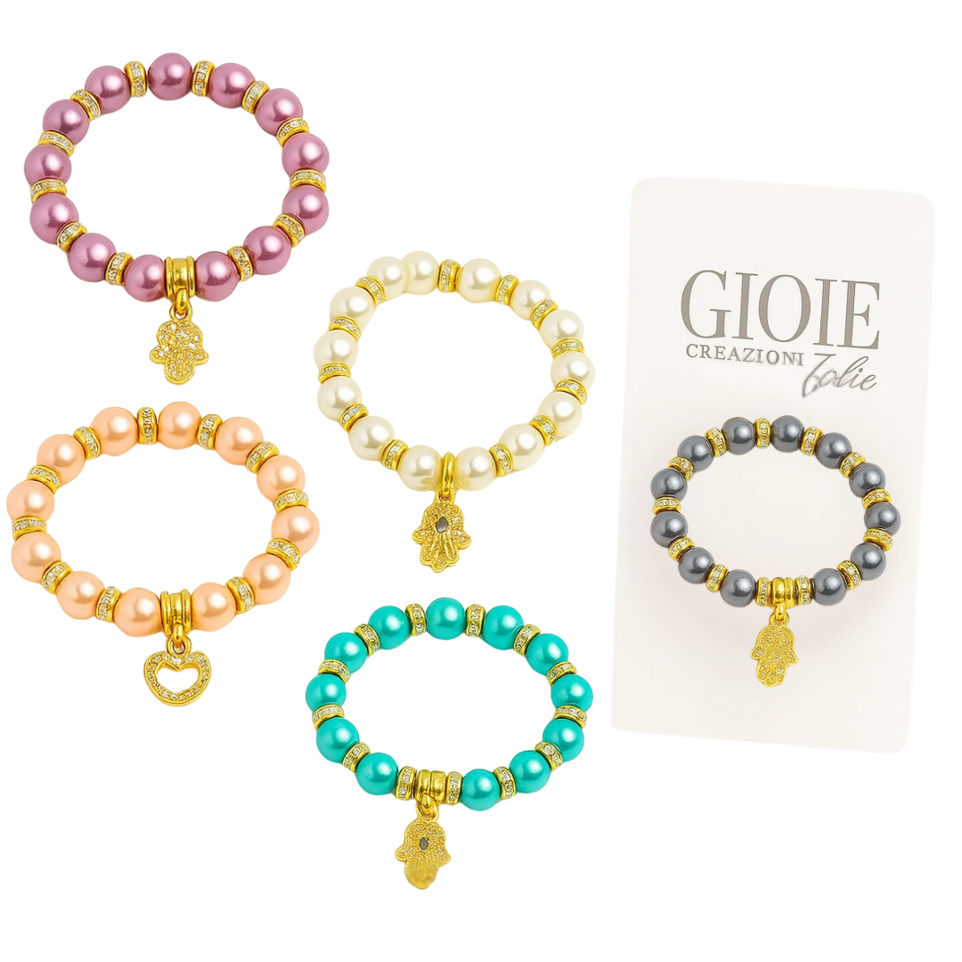 BRACCIALE COLOR CON CHARM STRASS 10CM