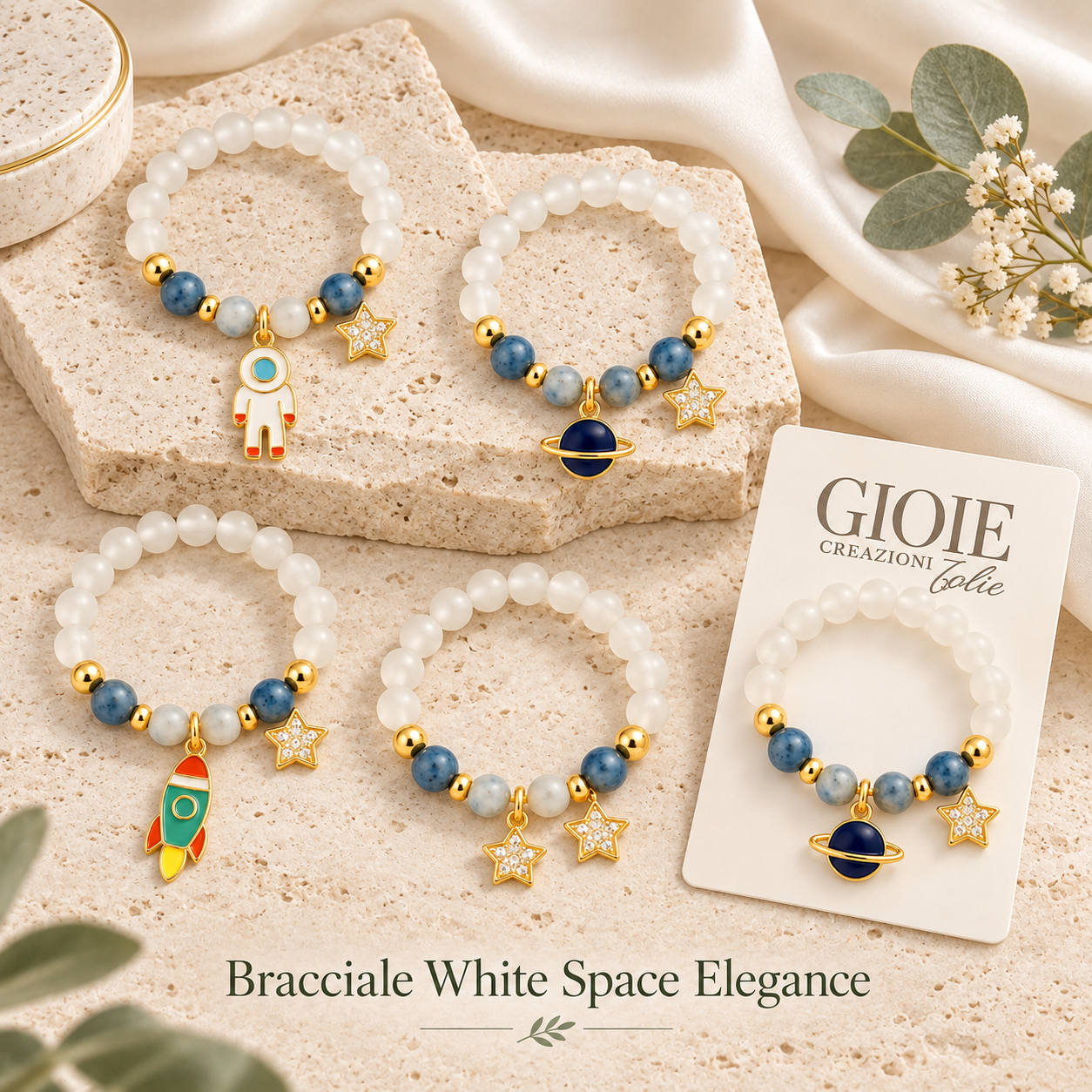 Bracciale White Space Elegance 10 cm – Sorprese per Uova di Pasqua – immagine ambientata