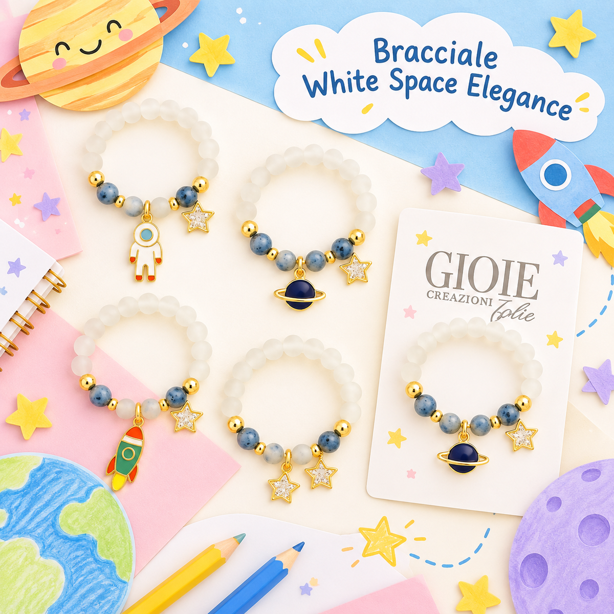 Bracciale White Space Elegance 10 cm – Sorprese per Uova di Pasqua – immagine ambientata
