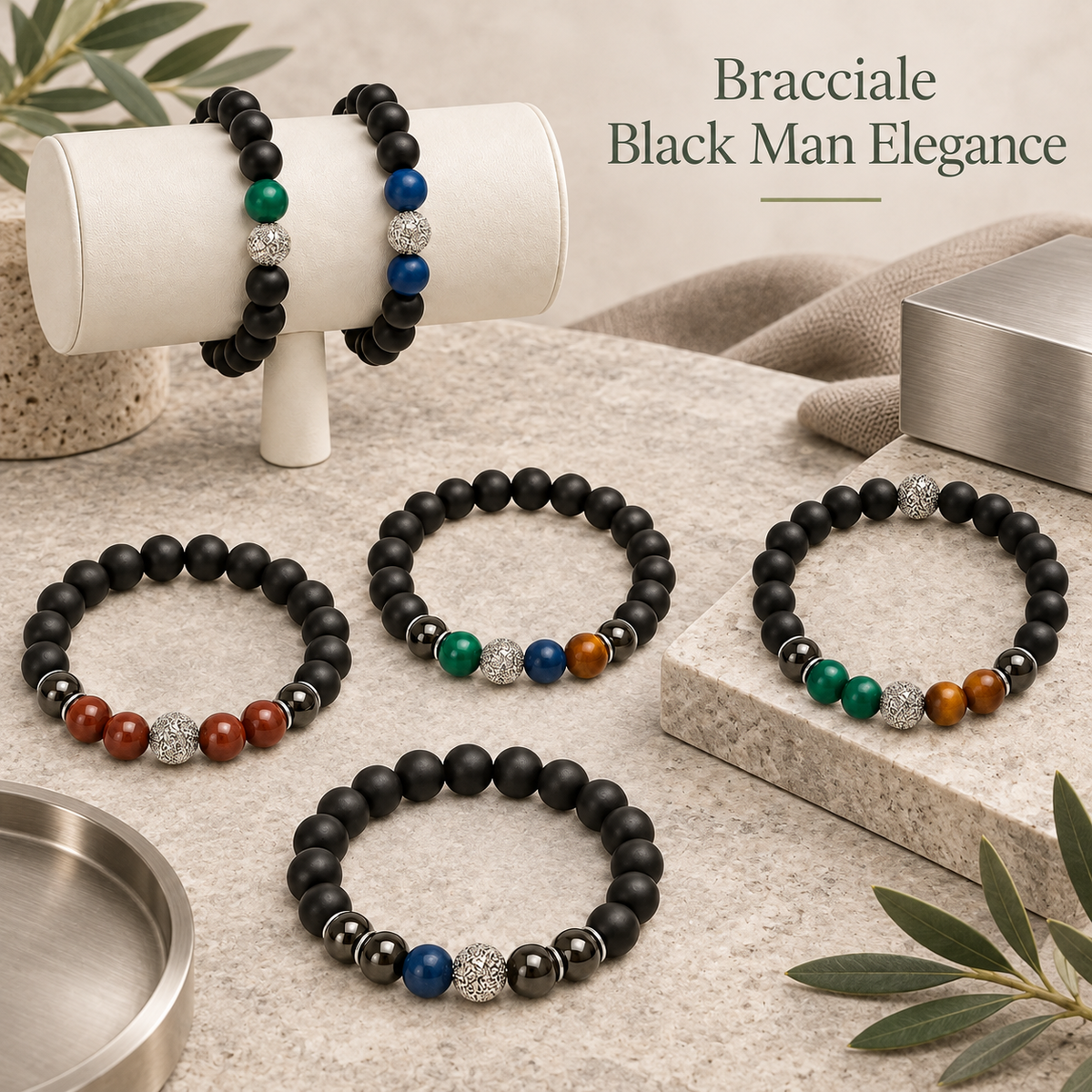 Bracciale Black Man Elegance 10 cm – Sorprese per Uova di Pasqua – immagine ambientata