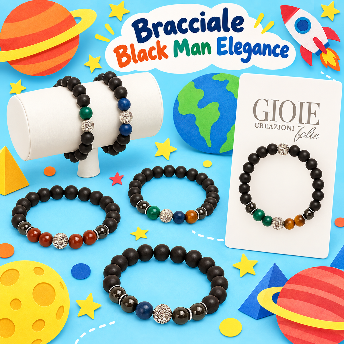 Bracciale Black Man Elegance 10 cm – Sorprese per Uova di Pasqua – immagine ambientata