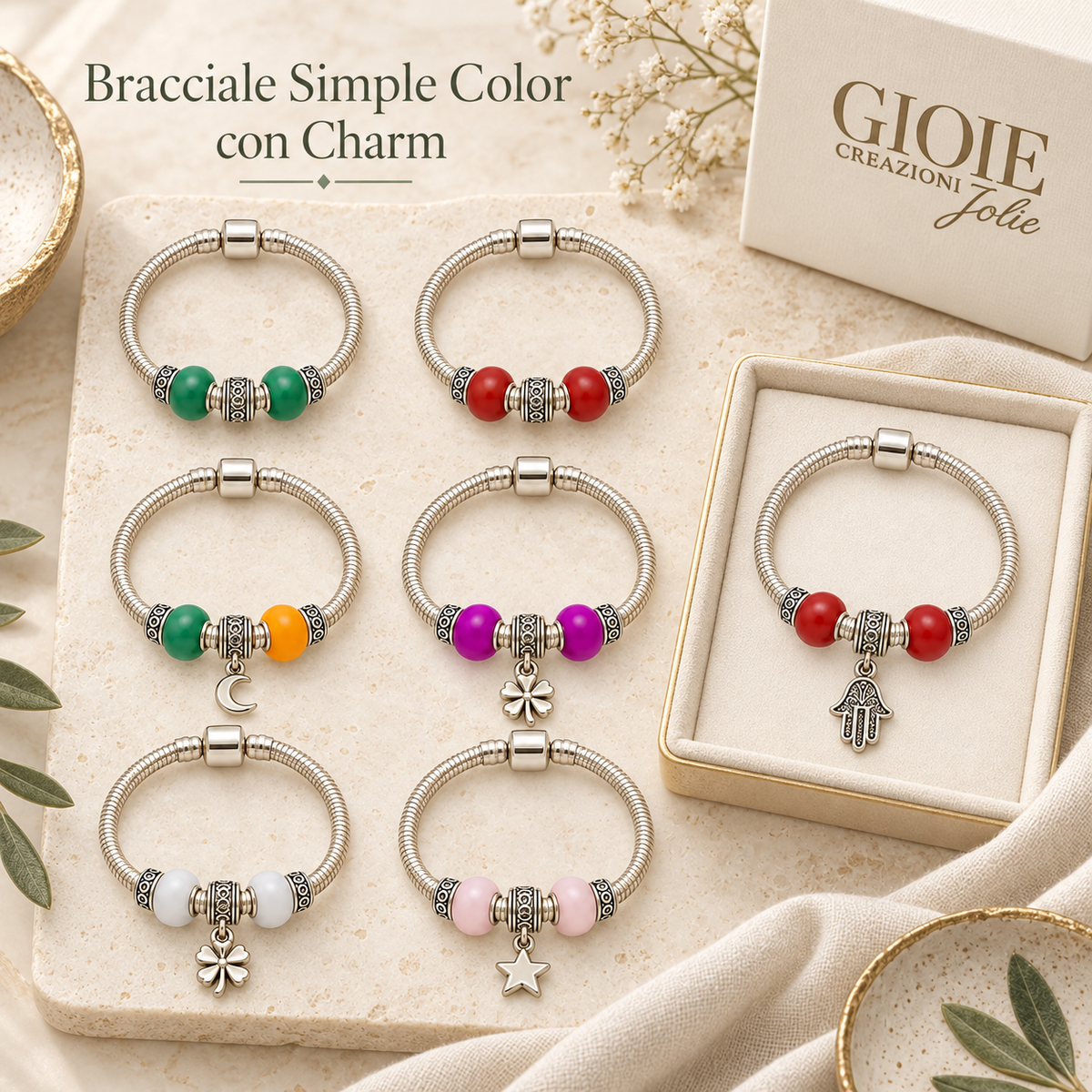 Bracciale Simple Color con Charm 10 cm – Sorprese per Uova di Pasqua – immagine ambientata