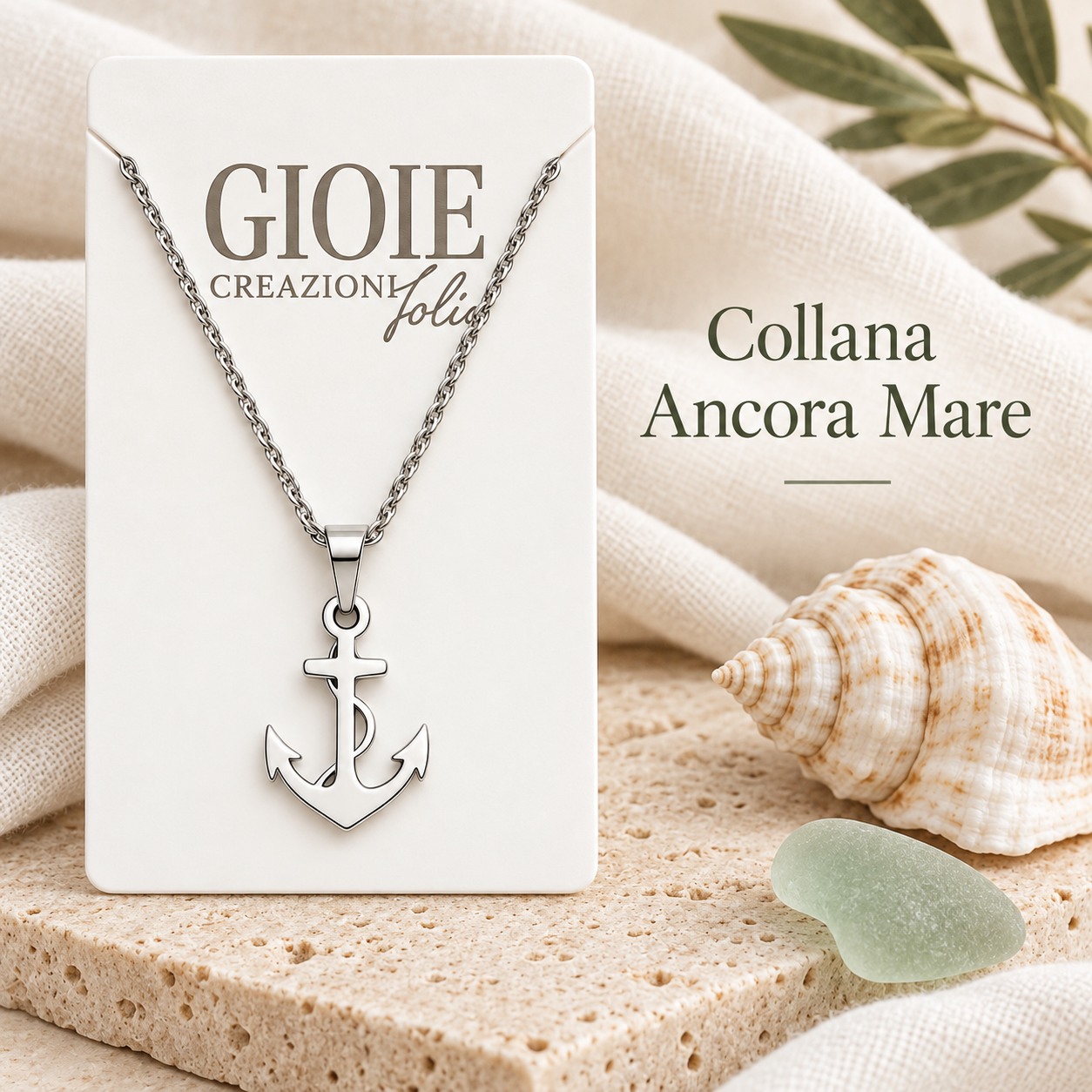 Collana Ancora Mare 10 cm – Sorprese Bijouteria Nautica – immagine ambientata