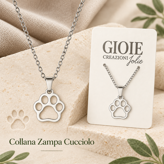 Collana Zampa Cucciolo 10 cm – Sorprese Bijouteria Creativa – immagine ambientata