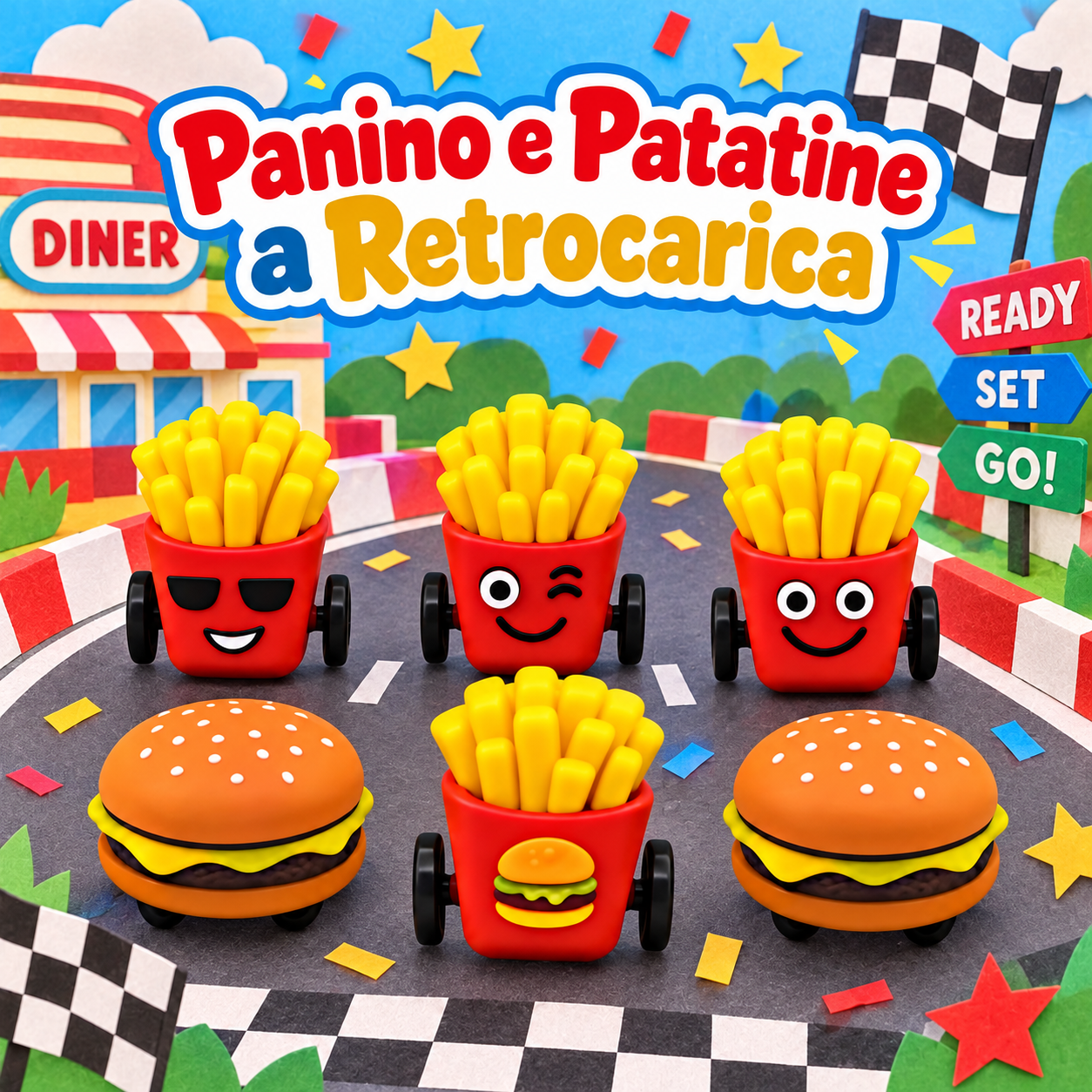 Panino e Patatine a Retrocarica 6 cm – Sorprese per Uova di Pasqua – immagine ambientata