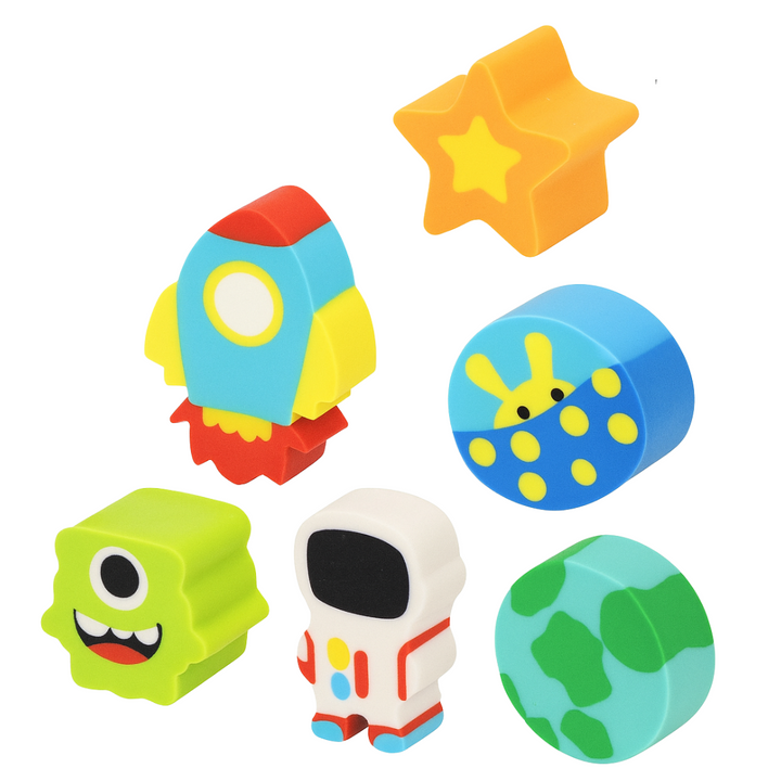 Gomma Topper Spaziali 2×2 cm – Sorprese Spaziali per Uova di Pasqua