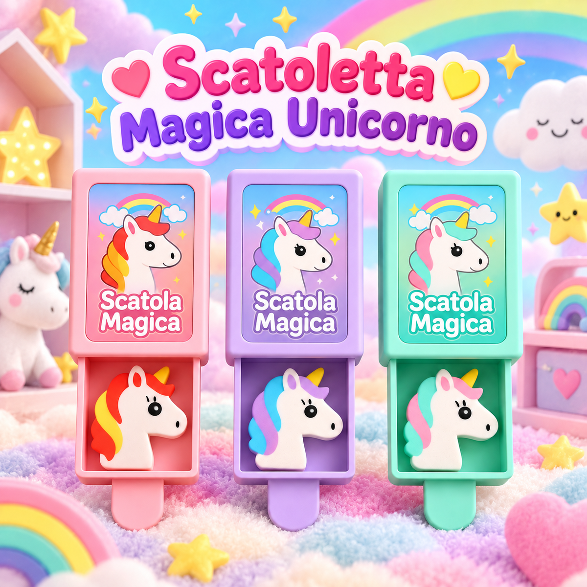 Scatoletta Magica Unicorno 6 cm – Sorprese per Uova di Pasqua – immagine ambientata